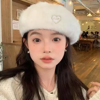 Берет из меха кролика для детей 2024 года, новая осенне-зимняя шапка для лица, маленькая, большая, окружность головы M56-58cm