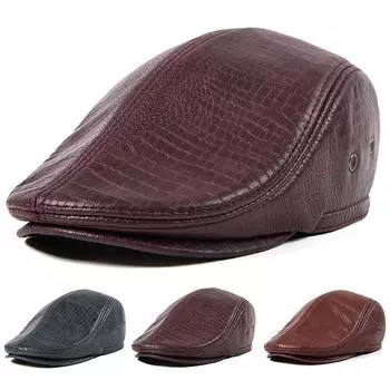 Берет из овчины с крокодиловым принтом, тонкая кепка, вариант старинной кожаной шапки L