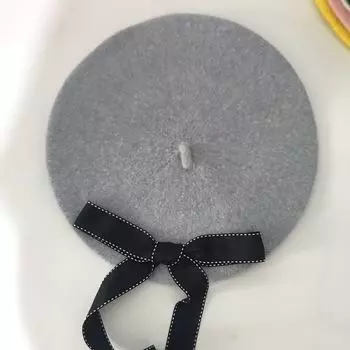 Берет из смешанной шерсти с бантом, шерстяная шапка художника Tide Lady Sky Bud для родителей и детей M56-58cm красный