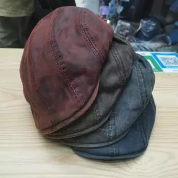 Берет из ткани с масляным воском Do Old Washed Forward Cap Женский берет Show Face Маленькая ретро-минималистская шляпа художника Кепка газетчика M56-58cm красный