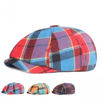 Берет Кепка Сетка Ткань Восьмиугольная Кепка Ms. Берет Весенняя и летняя шляпа Литературная молодежная кепка с утиным язычком Женская кепка M56-58cm красный