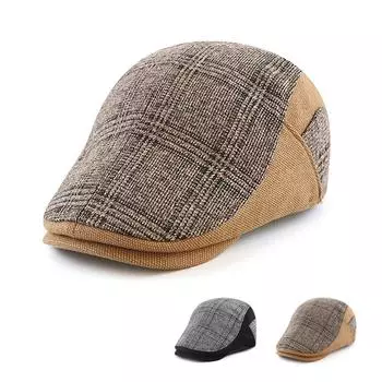 Берет, клетчатая кепка вперед, мужская кепка с контрастной строчкой, кепка маляра, кепка газетчика для мужчин, фуражка чёрный