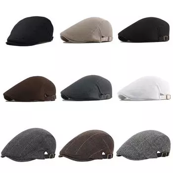 Берет, модная мужская плоская кепка, осенне-зимние ретро-шляпы газетчика black1