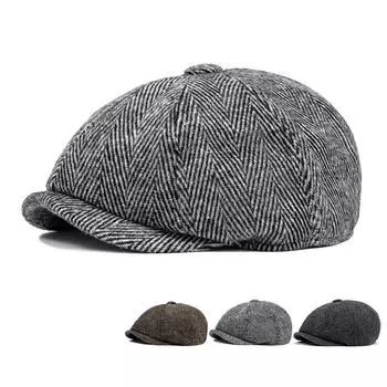 Берет мужская кепка осень-зима ретро-кепка британского газетчика восьмиугольная кепка женская кепка маляра светло-серый