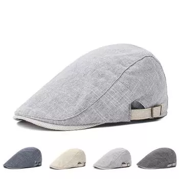 Берет мужская ретро-шляпа с язычком утки, хлопковая кепка-ушанка, простая шляпа от солнца для женщин среднего и пожилого возраста M56-58cm бежевый