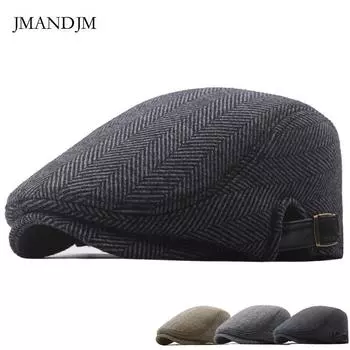 Берет мужской осенне-зимний флисовый теплый головной убор твидовая кепка британский газетчик Adjustable хаки