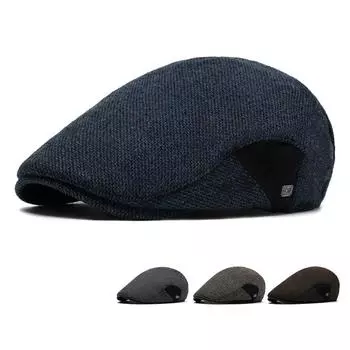 Берет мужской женский осенне-зимний вязаный бархатный теплый колпак британский форвард кепка художника хаки