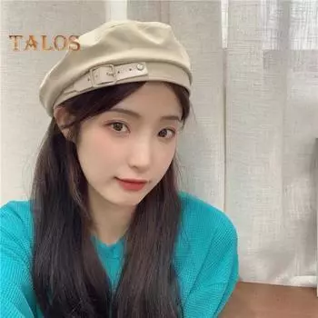 Берет, однотонный, эластичный, дышащий, регулируемый, не выцветающий, декоративный, из полиэстера, женский берет, уличный головной убор, повседневная одежда бежевый