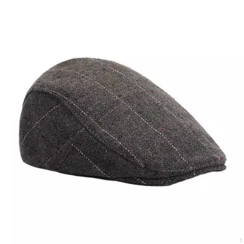 Берет шляпа-клапан таксист теплый весенний головной убор регулируемый мужской клетчатый плоский кепка газетчик для походов светло-серый