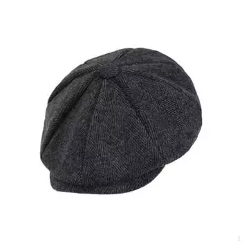 Берет шляпа таксиста для вождения модная повседневная осенняя восьмиугольная кепка мужская плоская кепка газетчика для темно серый