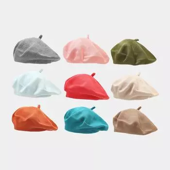 Берет модный Instagram японский универсальный хлопковый однотонный малярный колпак женская весенне-осенняя тонкая дышащая вязаная шапка 56-58cm белый