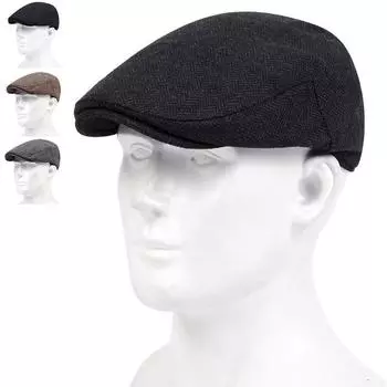 Берет в сетку с рисунком «елочка» Модные уличные ветрозащитные и морозостойкие шапки Унисекс Теплая кепка Кепки для газетчиков коричневый