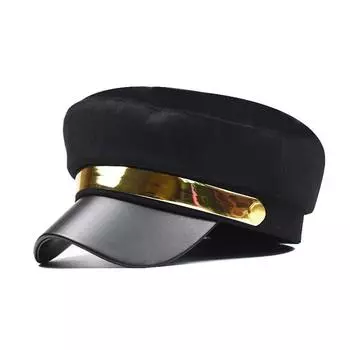 Beret Women Retro With Short Brim And Metallic Accents For Outdoor Wear Casual Black