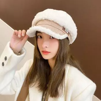 Beret Women s 2024 New Autumn/Winter Fashion Octagonal Cap Warm-Keeping and Cold-Proof Peaked Cap Western Style Small Face White All yards