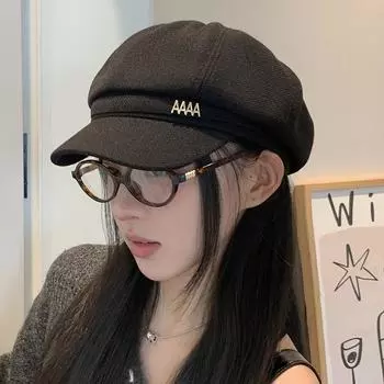Beret Women s 2025 New Arrival Face-Looking Small Letters Octagonal Cap Autumn and Winter British Style Painter Cap Newsboy Cap Black