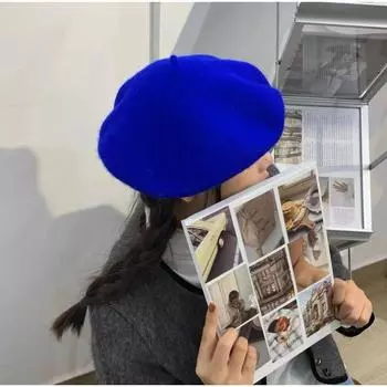 Beret Women s British Retro Autumn Winter Japanese Wool Painter Cap Women s Beret Hat Easiest for Match K-style Trendy Ins Royal Blue M(56-58cm)