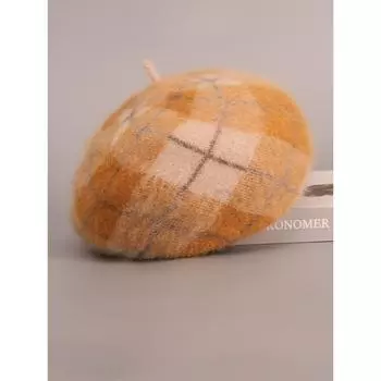 Берет женская осенне-зимняя шапка-тыква для улицы, теплая шапка-ушанка, повседневная шерстяная шапка-пуловер из кроличьей шерсти one size чёрный