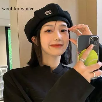 Берет женский кепи ретро шляпа утконос трендовые шляпы художника корейская осень зима британская восьмиугольная шляпа