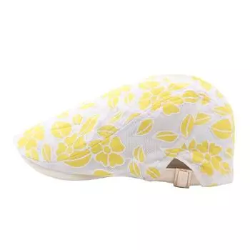 Берет женский летний сетчатый элегантный ультратонкий сетчатый дышащий козырек с классным цветочным узором Adjustable жёлтый