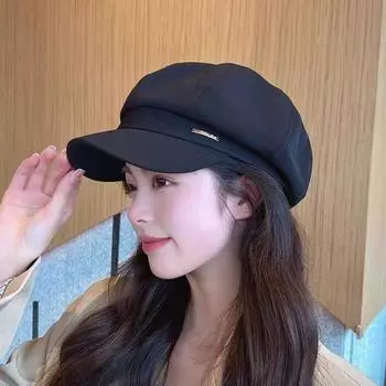 Берет женский осенне-зимний универсальный головной убор весна-лето однотонный маленький восьмиугольный головной убор шляпа художника хаки