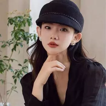 Берет женский осенне-зимний винтажный маленький цилиндр знаменитости универсальная модная шляпа для верховой езды английская шляпа с утиным язычком 56-58cm чёрный
