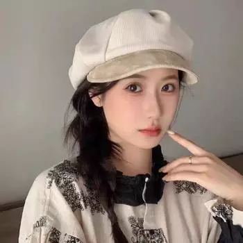 Берет женский осенний полый осенний универсальный плиссированный дизайн дышащий маленький бутон шляпа художника