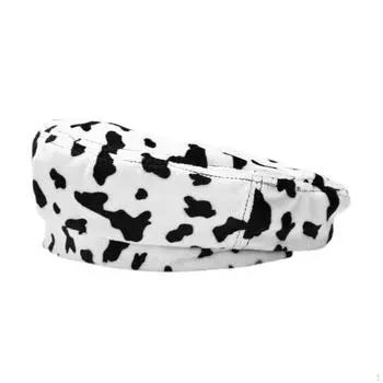 Беретная шляпа для женщин Повседневная Мягкая Осенняя Зима Элегантная Стильная Повседневная Художник Cow pattern