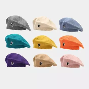 Береты французский стиль художника теплая зимняя шапка бини для женщин и девочек ретро простой берет однотонный элегантный женский удобный кепки 56-58cm белый