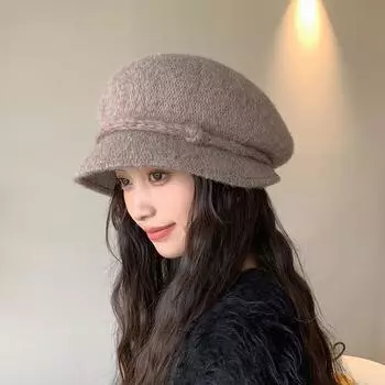 Береты большого размера, модная плиссированная восьмиугольная кепка, винтажная однотонная кепка с козырьком для женщин, газетчиков, художников, шляпа художника One Size легкие хаки