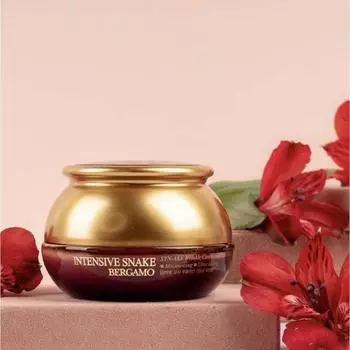 BERGAMO INTENSIVE SNAKE Syn-ake WRINKLE CARE CREAM 50 г, Антивозрастной, Увлажняющий, Корейская косметика, Kbeauty, пробник
