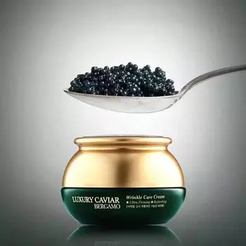 Bergamo Luxury Caviar Wrinkle Care Cream 50 г, Антивозрастной, Укрепляющий, Увлажняющий, Корейская косметика, Kbeauty, образец