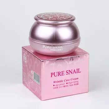 Bergamo Pure Snail Wrinkle Care Cream 50 г, Антивозрастной, Увлажняющий, Корейская косметика, Kbeauty, образец