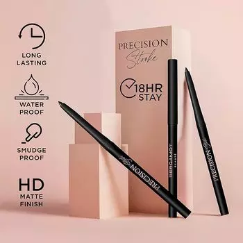 Bergamot Beaut Precision Stroke Kajal - черная водостойкая и устойчивая к размазыванию с точным нанесением (Черный, 0,35 г)