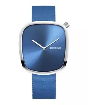 BERING Мужские и женские (унисекс) Кварцевые часы Pebble Sky Blue с сетчатым ремешком из нержавеющей стали 18040-308 Подлинный импортный продукт 3 года внутренней гарантии