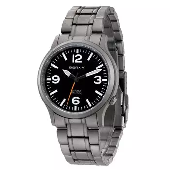 BERNY титановые часы мужские часы часы японский кварцевый механизм Sweep Seconds VH31 5ATM водонепроницаемые аналоговые кварцевые часы супер светящееся сапфировое стекло мужские чёрный