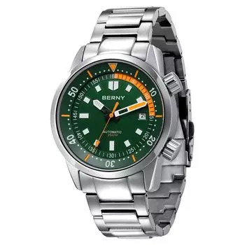 BERNY Watch Automatic Watch Diving Watch Automatic Mechanical Watch 20ATM Waterproof Sapphire Glass Super Luminous Watch Diver s Men s Men s Diver s зелёный