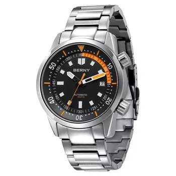 BERNY Watch Automatic Watch Diving Watch Automatic Mechanical Watch 20ATM Waterproof Sapphire Glass Super Luminous Watch Diver s Men s Men s Diver s чёрный