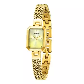 BERNY Watch Ladies Women Quartz Watch Женские кварцевые часы Женские часы Прямоугольные мини-часы Модные минималистичные часы 7 ATM Водонепроницаемые из нержавеющей стали Съемные золотой