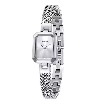 BERNY Watch Ladies Women Quartz Watch Женские кварцевые часы Женские часы Прямоугольные мини-часы Модные минималистичные часы 4 ATM Водонепроницаемость Нержавеющая сталь Съемные белый