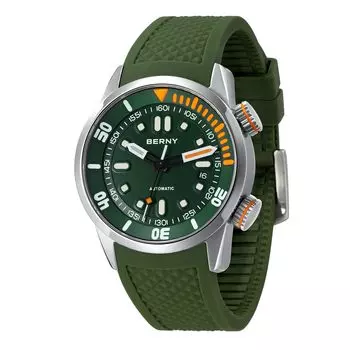 BERNY Watch Механические часы Часы Часы Автоматические часы для дайвинга 20ATM сапфировое стекло удобные силиконовые функции автоматического и ручного завода Мужские Мужские зелёный