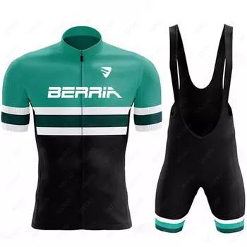 BERRIA Team Cycling Jersey Sets Summer Short Sleeve Mens Road Racing Bike Clothing Airproof MTB Bib Suit Ropa Ciclismo S