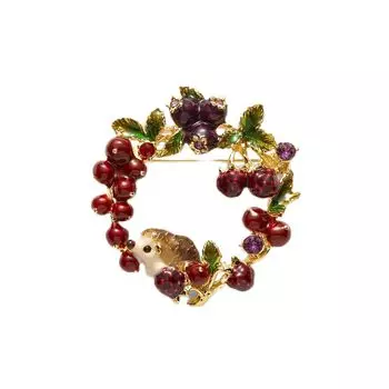 Berry Hedgehog Wreath Brooch VBRV4662 R2 [Vendome Boutique] &