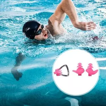 Беруши для плавания, набор зажимов для носа, водонепроницаемые спиральные силиконовые беруши, многоразовая защита для тренировок по плаванию, плавание, серфинг, дайвинг чёрный