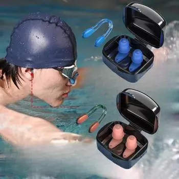 Беруши для плавания, водонепроницаемые силиконовые беруши для морского бассейна для сна, дайвинга, серфинга, мягкие комфортные аксессуары для плавания Natation чёрный