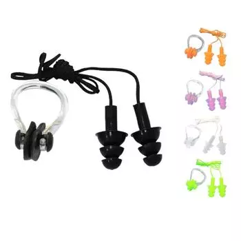 Беруши с зажимом для носа для плавания и силиконовыми назальными затычками для взрослых и детей синий