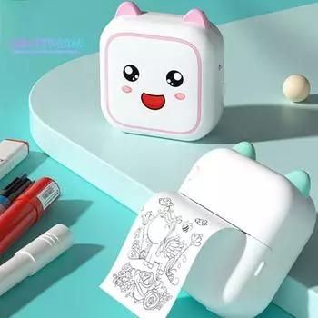 Бесчернильный карманный принтер для студентов, Bluetooth-совместимое соединение — чековый принтер с разрешением 200 точек на дюйм для компьютера Android, портативный термопринтер розовый