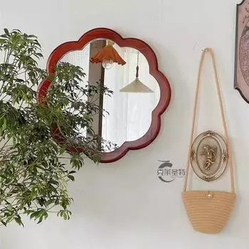 Бесконечность Эстетика Зеркальная Стена Спальня Нерегулярные Скандинавские Винтажные Зеркала Большие Волнистые Украшения Для Гардероба Украшения Для Дома 50X50CM