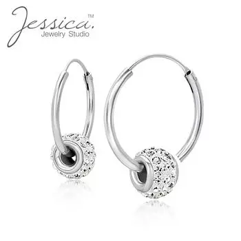 Бесконечные бесконечные серьги-кольца из стерлингового серебра 925 пробы с подвесками из кристаллов для женщин