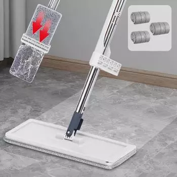 Бесконтактная плоская швабра для пола из микрофибры, отжимная швабра для пола с 2 моющимися насадками, вращающаяся бытовая кухонная щетка для уборки, инструменты
