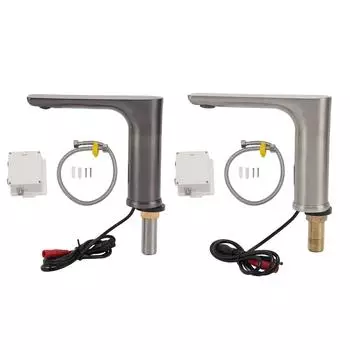 Бесконтактный электронный смеситель с питанием от батареи, вертикальный смеситель для раковины в ванной комнате, наружная резьба G1/2 Silver